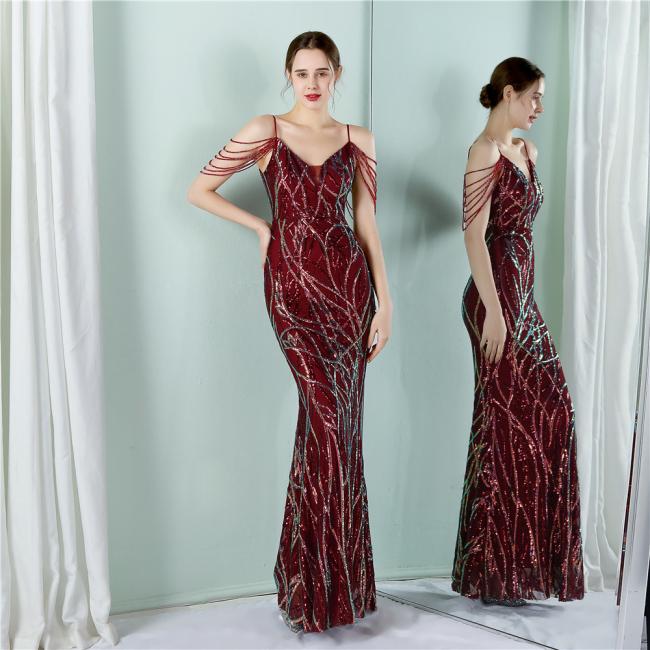 Wedding Dress Party Gown Sequin Slim Sheath Women Sexy Skinny Wedding Dress Party Gown Prom Dress Spaghetti Strap