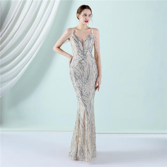 Wedding Dress Party Gown Sequin Slim Sheath Women Sexy Skinny Wedding Dress Party Gown Prom Dress Spaghetti Strap