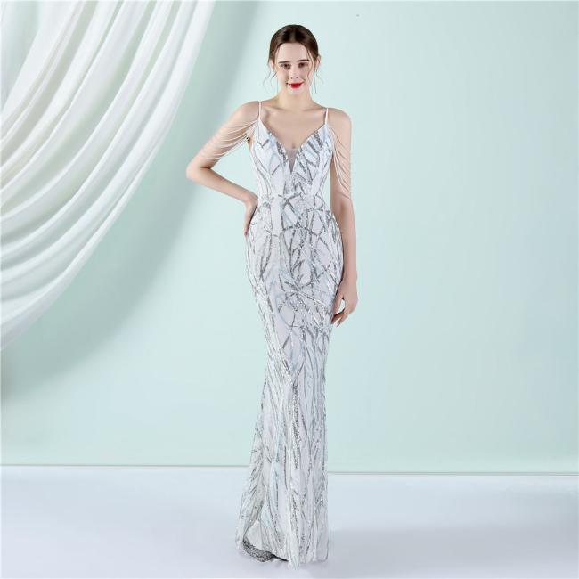 Wedding Dress Party Gown Sequin Slim Sheath Women Sexy Skinny Wedding Dress Party Gown Prom Dress Spaghetti Strap