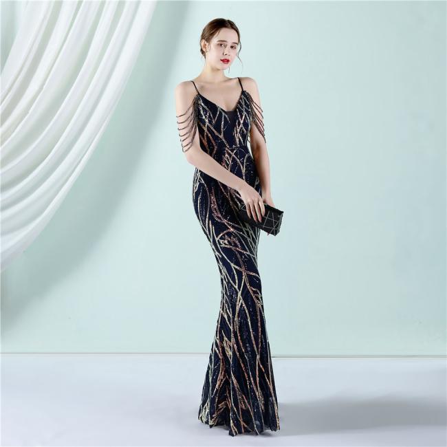 Wedding Dress Party Gown Sequin Slim Sheath Women Sexy Skinny Wedding Dress Party Gown Prom Dress Spaghetti Strap