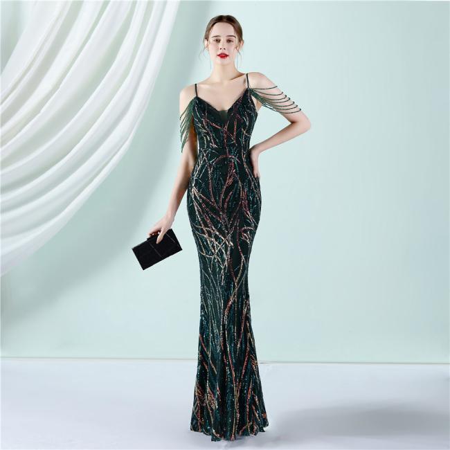 Wedding Dress Party Gown Sequin Slim Sheath Women Sexy Skinny Wedding Dress Party Gown Prom Dress Spaghetti Strap