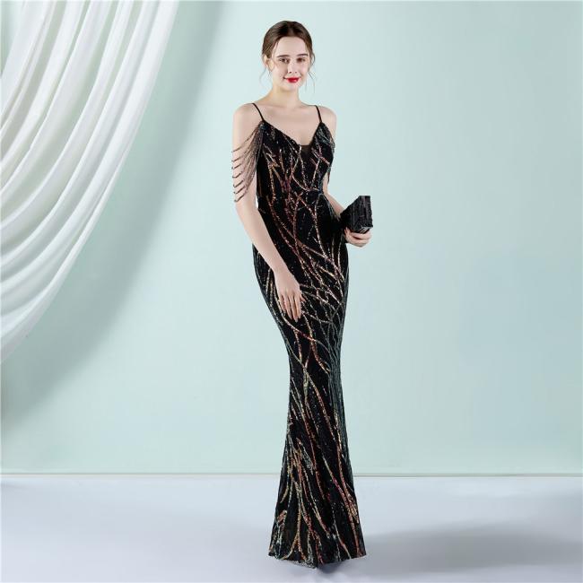 Wedding Dress Party Gown Sequin Slim Sheath Women Sexy Skinny Wedding Dress Party Gown Prom Dress Spaghetti Strap