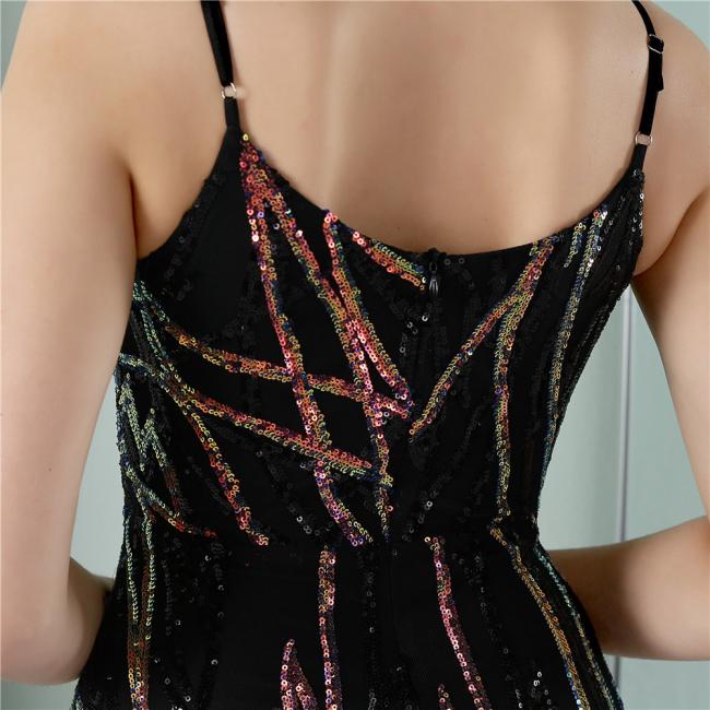 Party Gown Prom Dress Sequin Slim Sheath Women Sexy Skinny Wedding Dress Party Gown Shine Spaghetti Strap