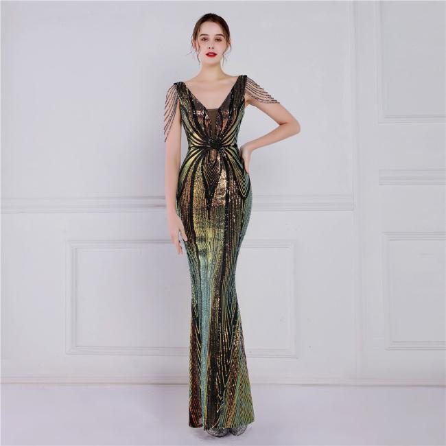Party Gown Prom Dress Sequin Slim Sheath Women Sexy Skinny Wedding Dress Party Gown Prom Dress 7 Colors