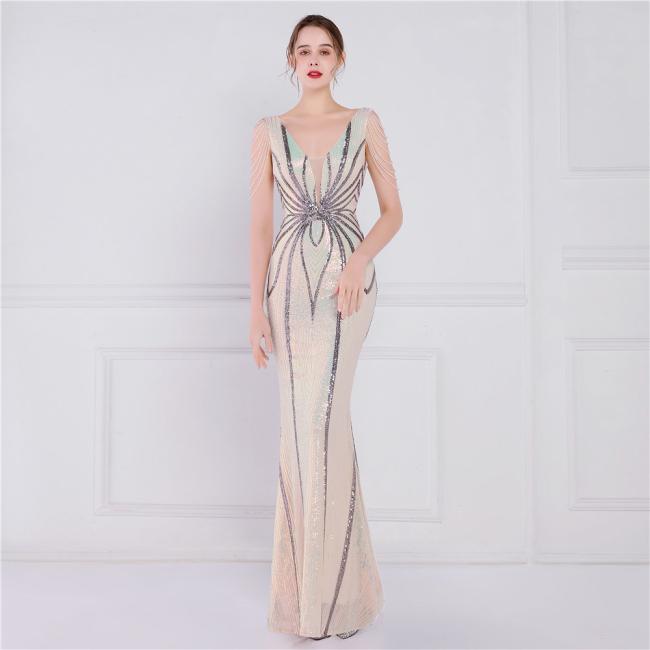 Party Gown Prom Dress Sequin Slim Sheath Women Sexy Skinny Wedding Dress Party Gown Prom Dress 7 Colors