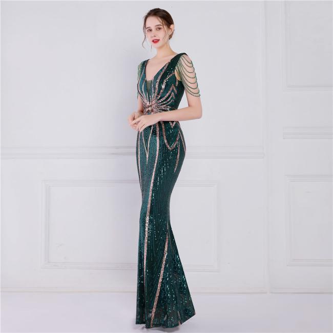 Party Gown Prom Dress Sequin Slim Sheath Women Sexy Skinny Wedding Dress Party Gown Prom Dress 7 Colors