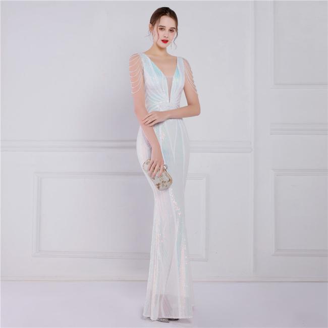 Party Gown Prom Dress Sequin Slim Sheath Women Sexy Skinny Wedding Dress Party Gown Prom Dress 7 Colors