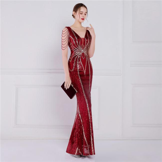 Party Gown Prom Dress Sequin Slim Sheath Women Sexy Skinny Wedding Dress Party Gown Prom Dress 7 Colors