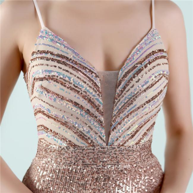 Party Gown Prom Dress Sequin Slim Sheath Women Sexy Skinny Wedding Dress Party Gown Prom Dress Spaghetti Strap