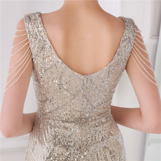 Sequin Slim Sheath Women Sexy Skinny Short Gown Wedding Dress Party Gown Prom Dress