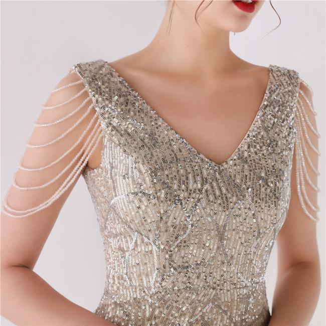 Sequin Slim Sheath Women Sexy Skinny Short Gown Wedding Dress Party Gown Prom Dress