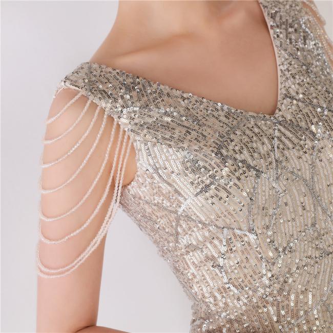 Sequin Slim Sheath Women Sexy Skinny Short Gown Wedding Dress Party Gown Prom Dress