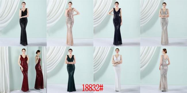 2022 Sequin Slim Sheath Women Sexy Skinny Wedding Dress Party Gown Prom Dress