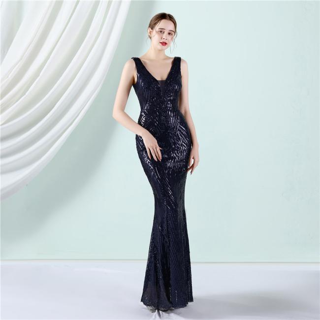 2022 Sequin Slim Sheath Women Sexy Skinny Wedding Dress Party Gown Prom Dress