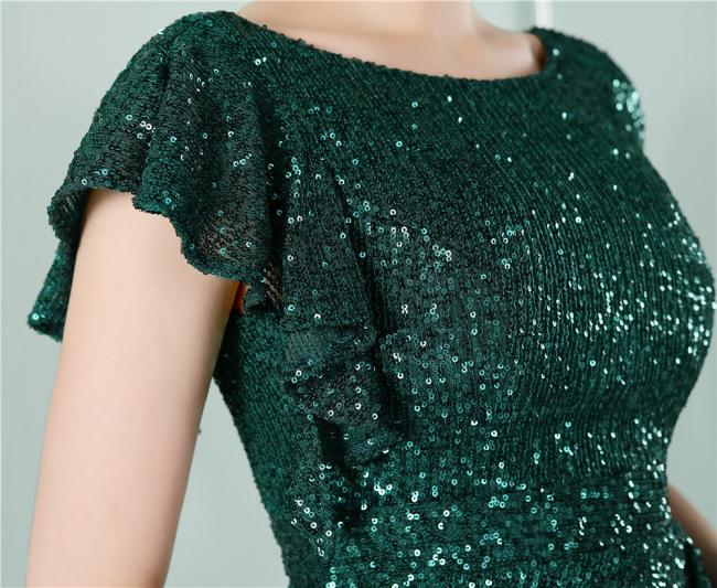 China Prom Gown Short Party Evening Dress Sequin Embroidery Sexy Dress