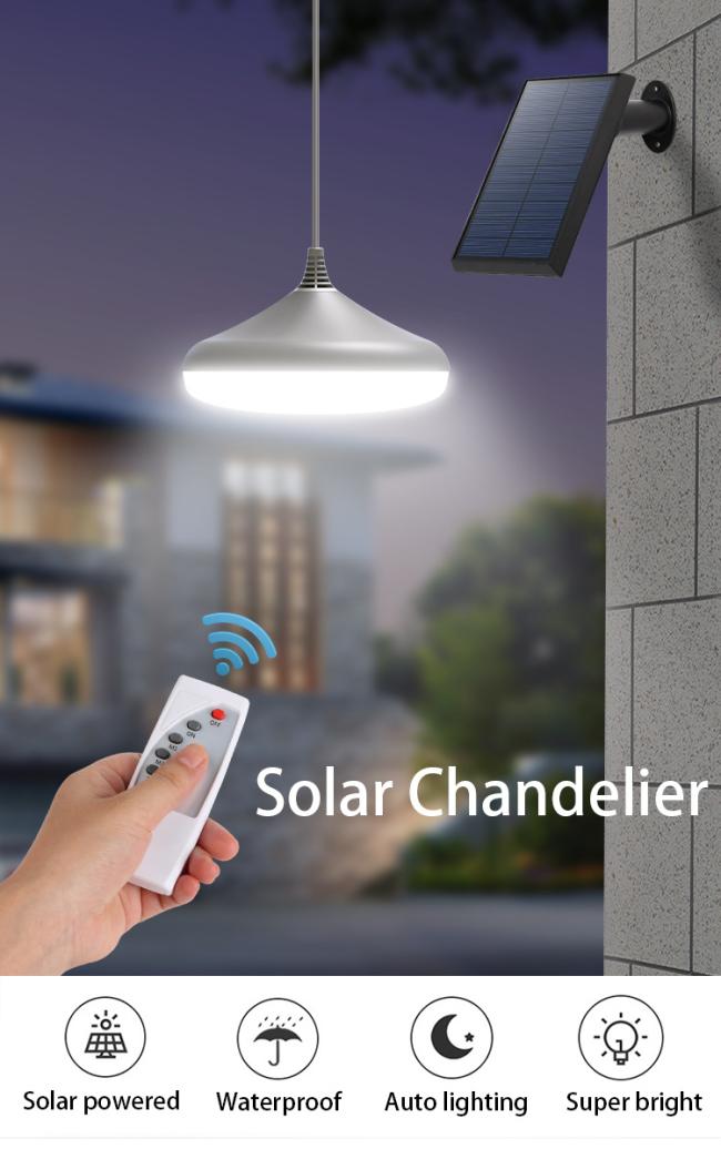 Lampu Energy LED Circlar Lamp Remote Solar Powered Pendant Ceiling Light Square Sola Lighting Outdoor