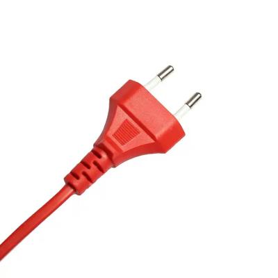 China 1m Vde Eu electrical 2.5A 120V/220V/240V 2 pin AC power cord cable standard power cord white hair dryer straightener plu for sale