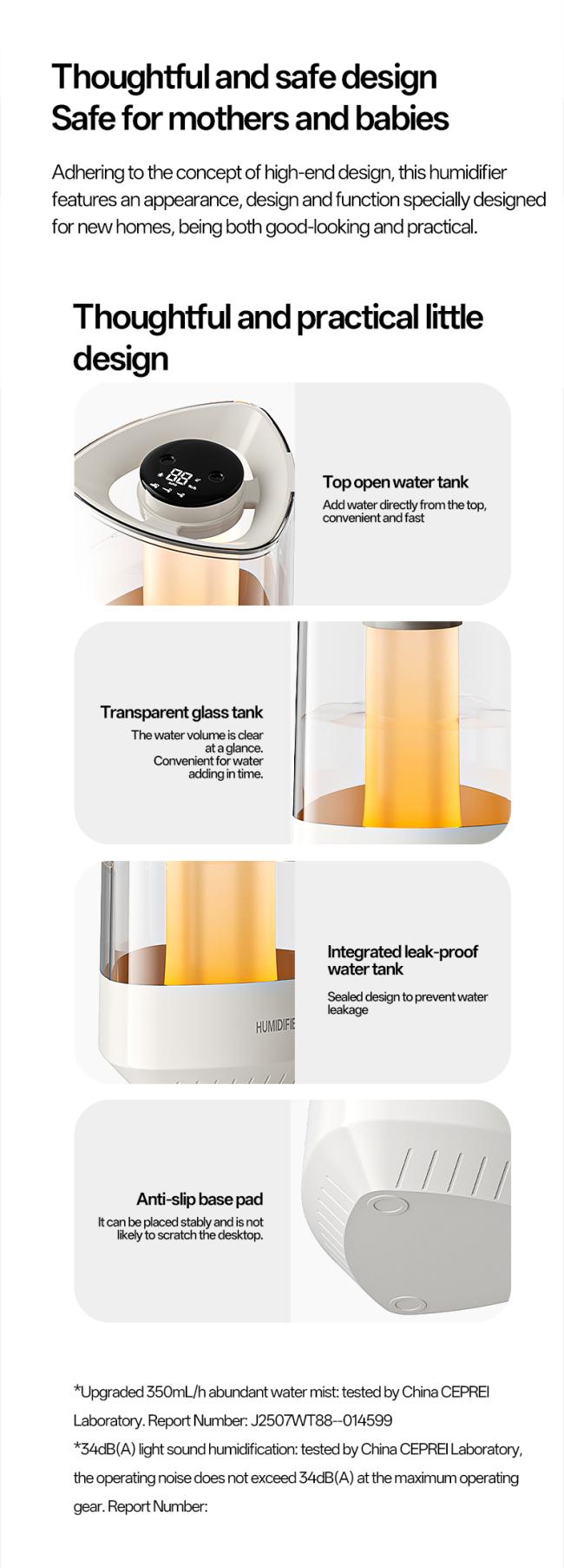 Humidifier technical specifications detail