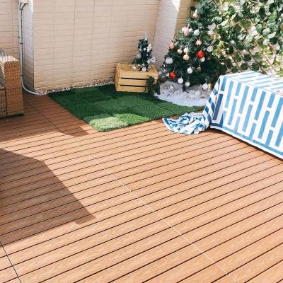 China Commercial Wood Deck Tiles Rotproof Outdoor Wood Planks Interlocking for sale