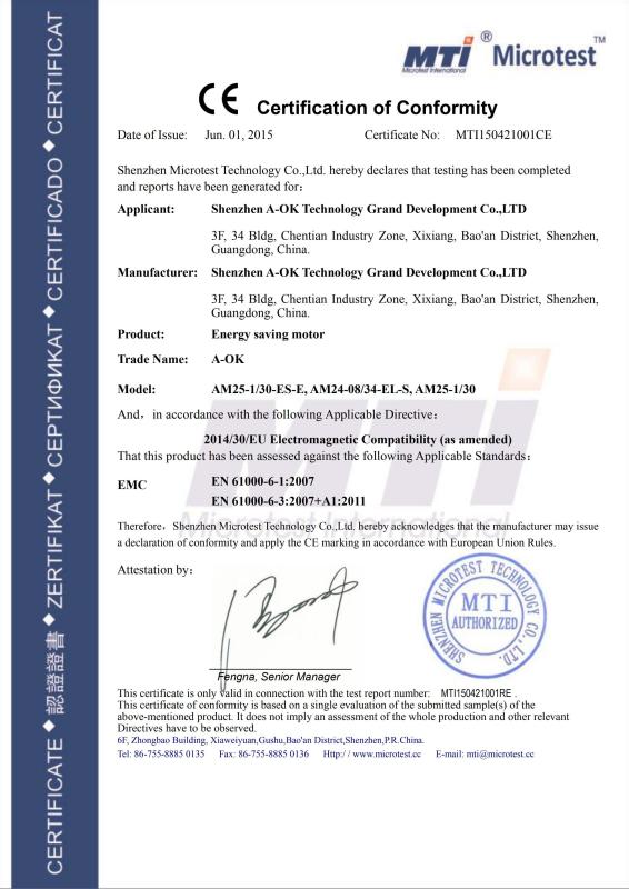 Certification of Conformity - Foshan City Keewo Window Decor Co., Ltd.