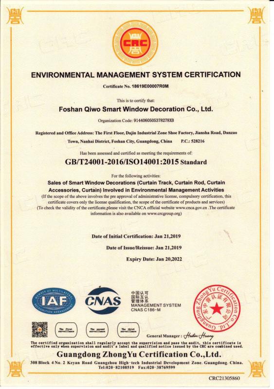ENVIRONMENTAL MANAGEMENT SYSTEM CERTIFICATION - Foshan City Keewo Window Decor Co., Ltd.