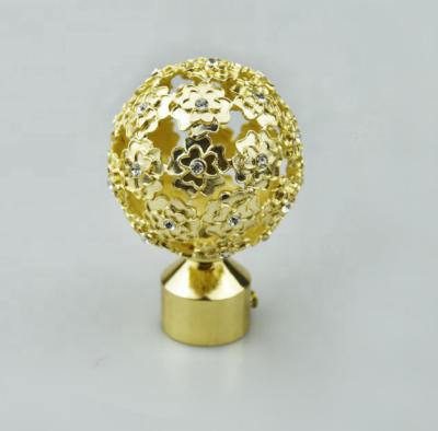 China Golden Ball Cap Curtain Rods Finials Luxury Style For Restaurants Hotels for sale