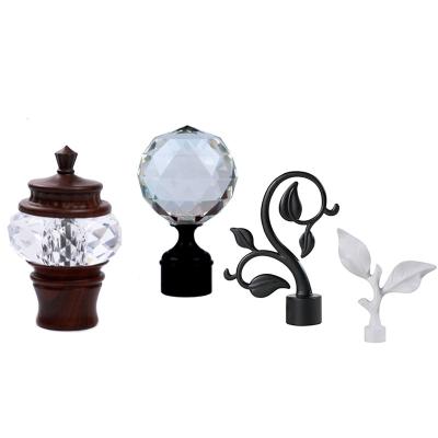 China Decorative Glass Curtain Pipe Rod Leaf Finials With 22mm 25mm Size for sale