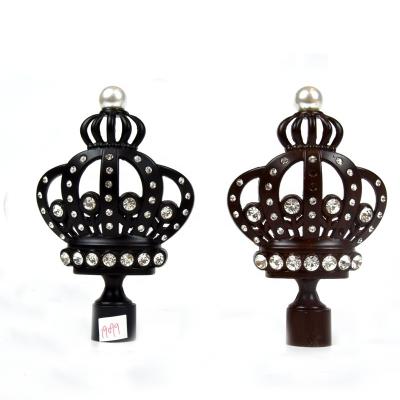 China 28mm Black Crown Decorative Curtain Finials With Electroplated for sale