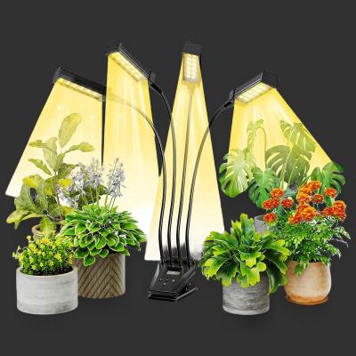 Chine Lumière de croissance à LED à 4 têtes de bureau pliable 18w Clip On Lumières de croissance pour plantes d'intérieur à vendre