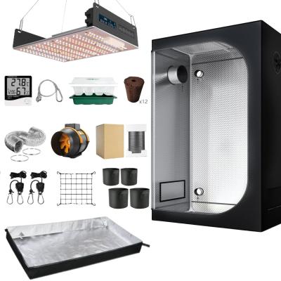 China Tunable Spectrum 150W Panel Full Grow Tent Complete Kit 4 Inch Fan And Filter for sale