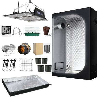 China 600d Indoor Grow Tent Complete Kit Metal Pole With High Efficacy Lamp 90x90x180 for sale