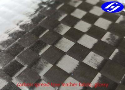 China 12K Spread Tow Carbon Fiber Glossy Polyurethane Leather Fabric for sale