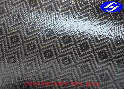 China Modelo revestido brillante del Rhombus de la tela TPU del cuero de la fibra de carbono del telar jacquar para las carteras en venta