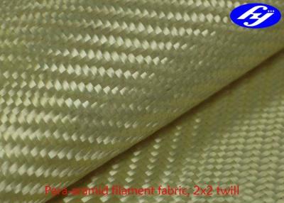 China High Strenght Woven Aramid Fabric / 2x2 Twill Yellow Kevlar Aramid Fiber for sale
