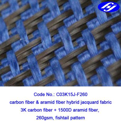 China Tela azul del híbrido de Kevlar del carbono del modelo del carbono de Aramid del carbono plano de la tela en venta