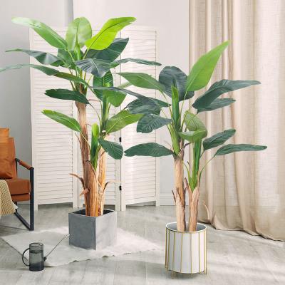 China Venta al por mayor 7 FT Plantas artificiales de banano tronco de corteza natural mantenimiento gratuito palma interior para salón y oficina en venta