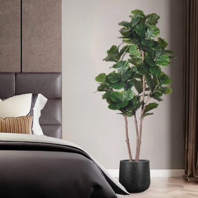 China Artificial Ficus Microcarpa  6 Ft Indoor Pot Faux Fiddle Leaf Fig Tree For Indoor Living Room Decoa for sale