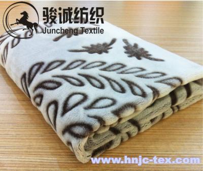 China Grain pattern printed short plush soft blanket fabric for hometextile and bedding for sale