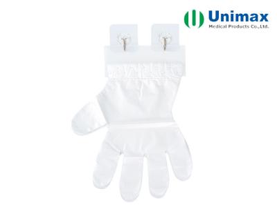 China Anti Slip PE Disposable Clear Plastic Gloves With Eyelet for sale