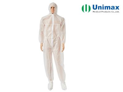 China Unimax Medical PP Coated PE Disposable Protective Coveralls for sale