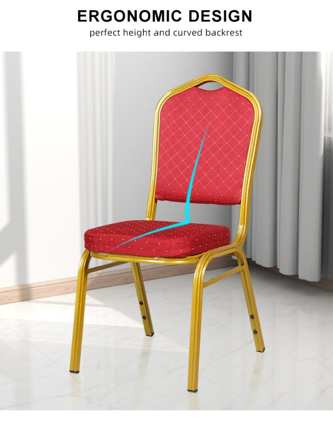 Banquet chair side profile showing metal frame