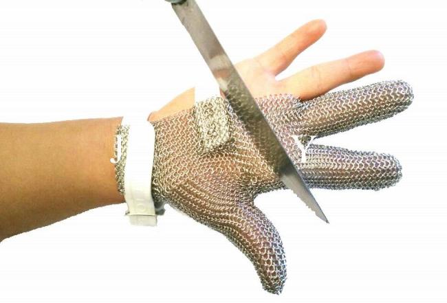 Textile Strap Safety Stainless Steel Metal Mesh Gloves/ Chain Mesh Gloves