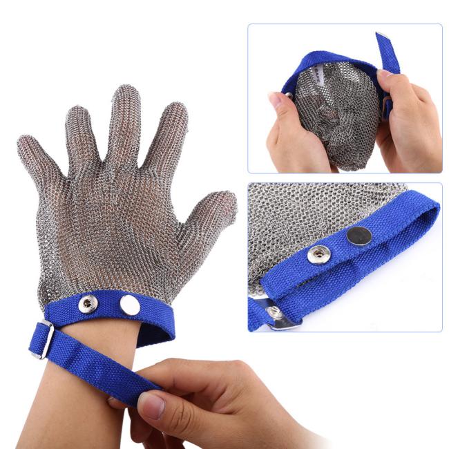 Textile Strap Safety Stainless Steel Metal Mesh Gloves/ Chain Mesh Gloves