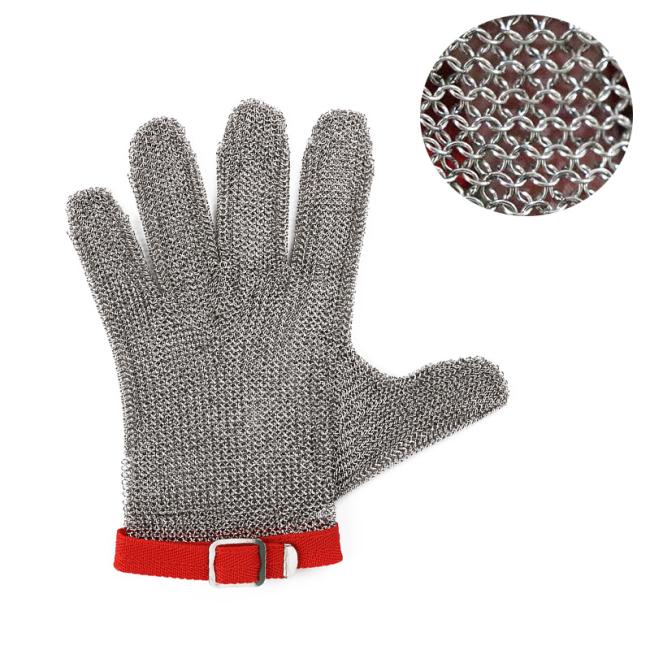 Textile Strap Safety Stainless Steel Metal Mesh Gloves/ Chain Mesh Gloves