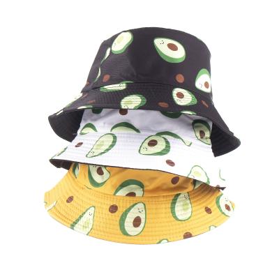 China Outdoor Breathable Spring Picture Series Fruit Series Bucket Hats Casual Wide Brim Avocado Fisherman Hat for sale