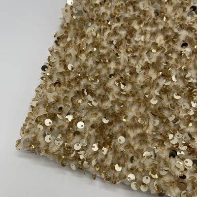 China Eye Catching Sparkle Embroidered Sequin Mesh Fabric M05-010 for sale
