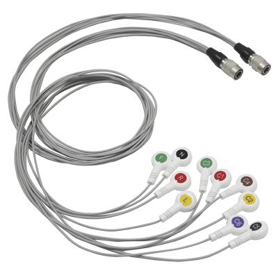 China TPU ECG Holter Cable Shanghai Quntian And Leadwires 10 Lead IEC Snap for sale