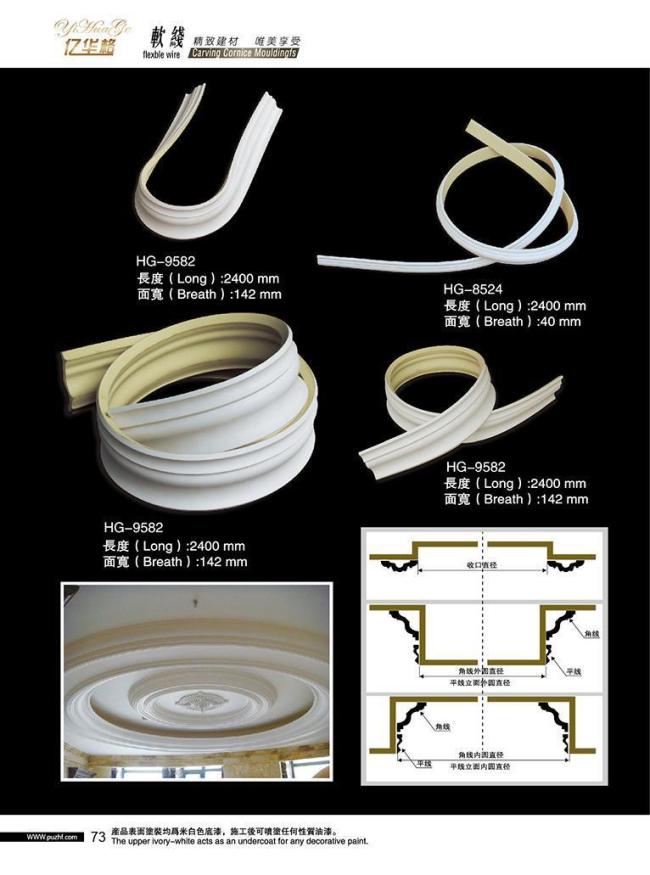 Wholesale Polyurethane Cornice Moulding Building Material PU Chail Rail Moulding