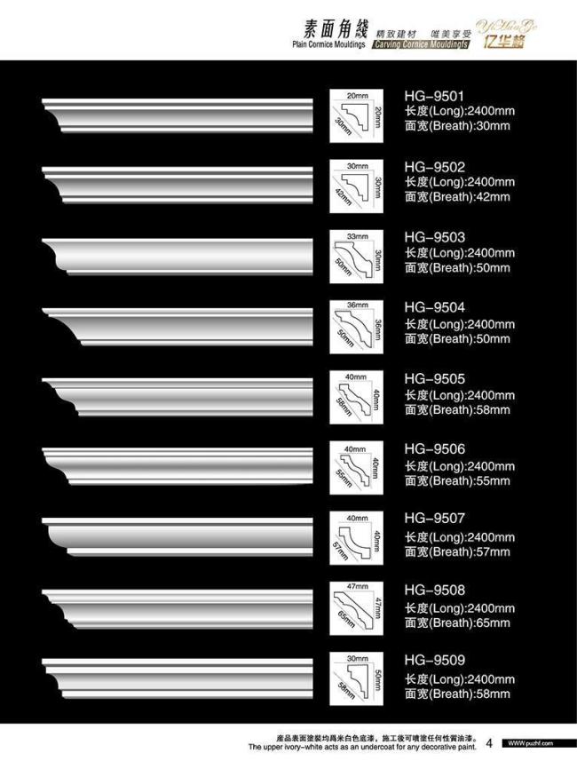 Polyurethane Foam Wainscoting Interior Wall Moulding Decorative Chair Rail
