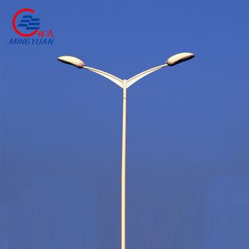 China Q235b Galvanized Steel Street Light Pole Solar LED Lamp Dual Arm 90mm for sale